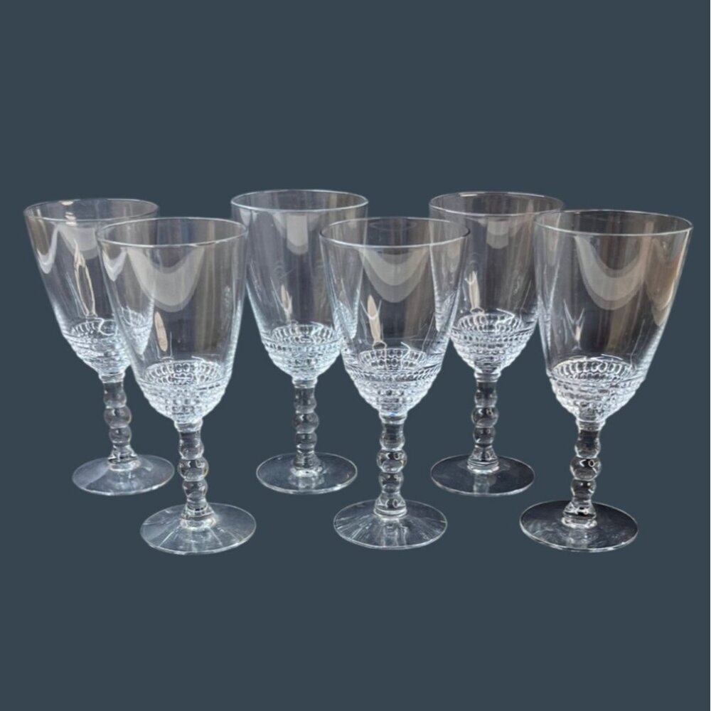 6 Duncan Miller Teardrop Clear Glass Wine Clarets 5"